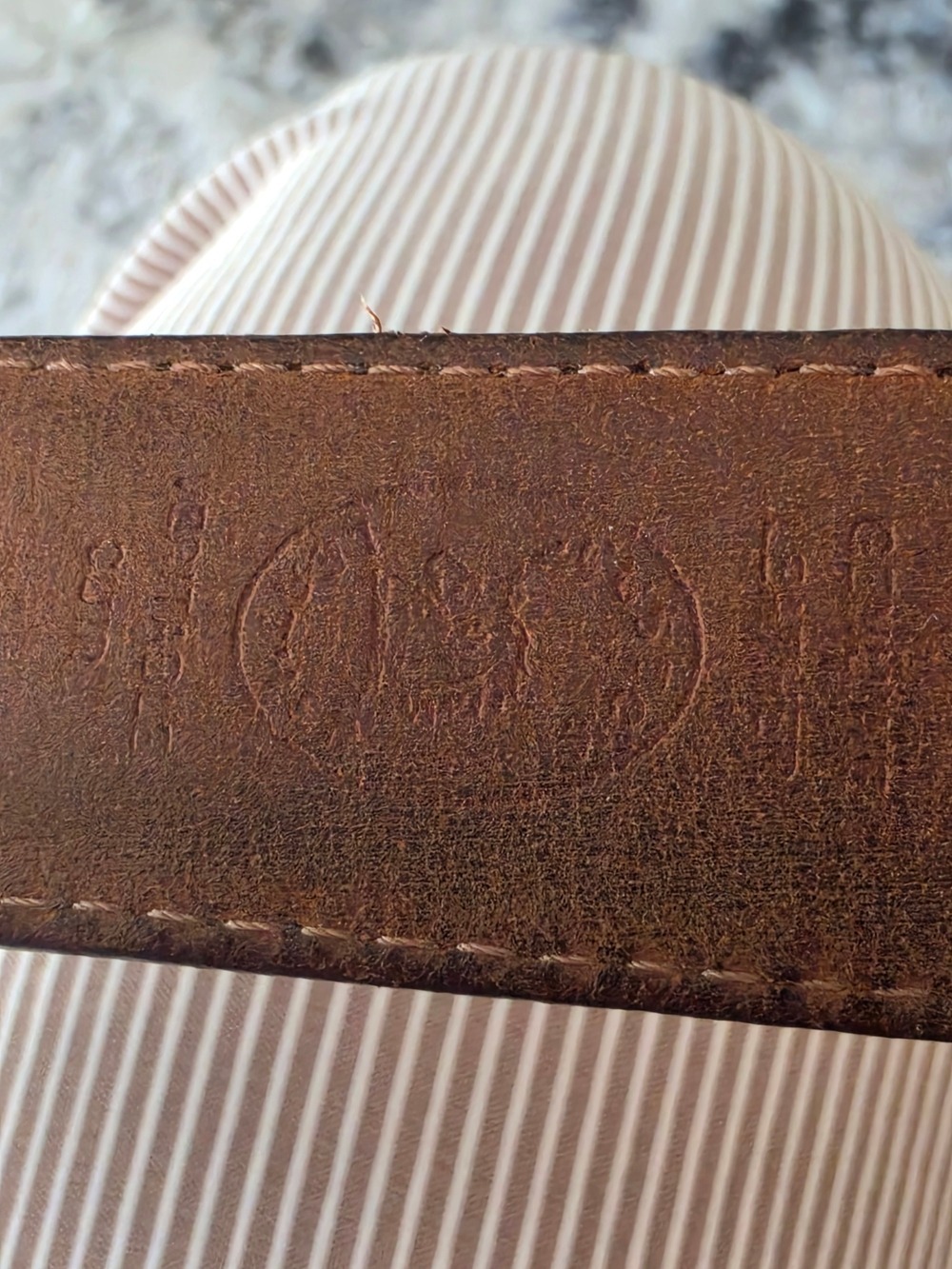 Classic Brown Genuine Leather  Belt with Brass Buckle - Picture 5 of 5